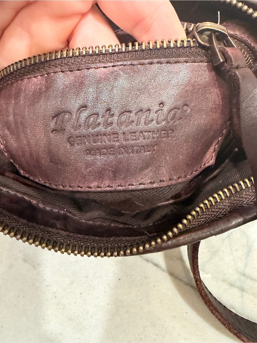 Platania Woven Italian Leather Crossbody Bag in Dark Brown Made in Italy - Picture 2 of 11